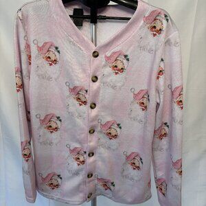 Santa Cardigan in Pink.  Size (XL)